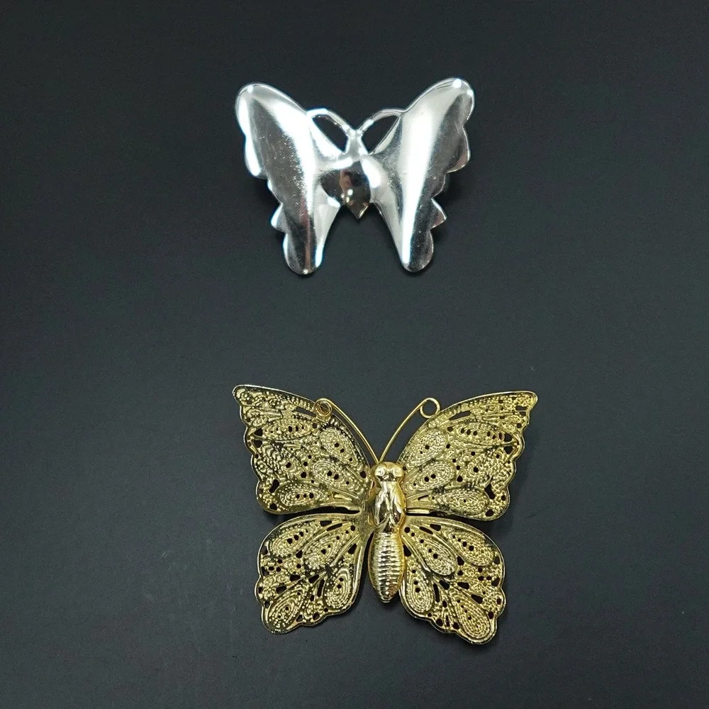 Vintage Butterfly Jewelry Lot Brooches and Pendant Two Tone Fairy Garden Spring‎